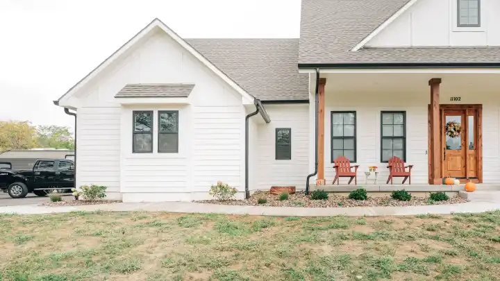 A Kansas home with established trees and lawn